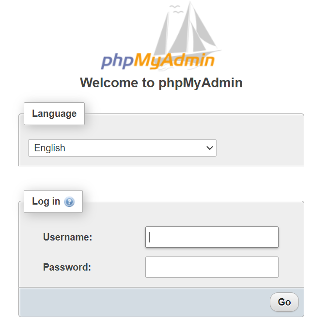 Log in to the phpMyAdmin